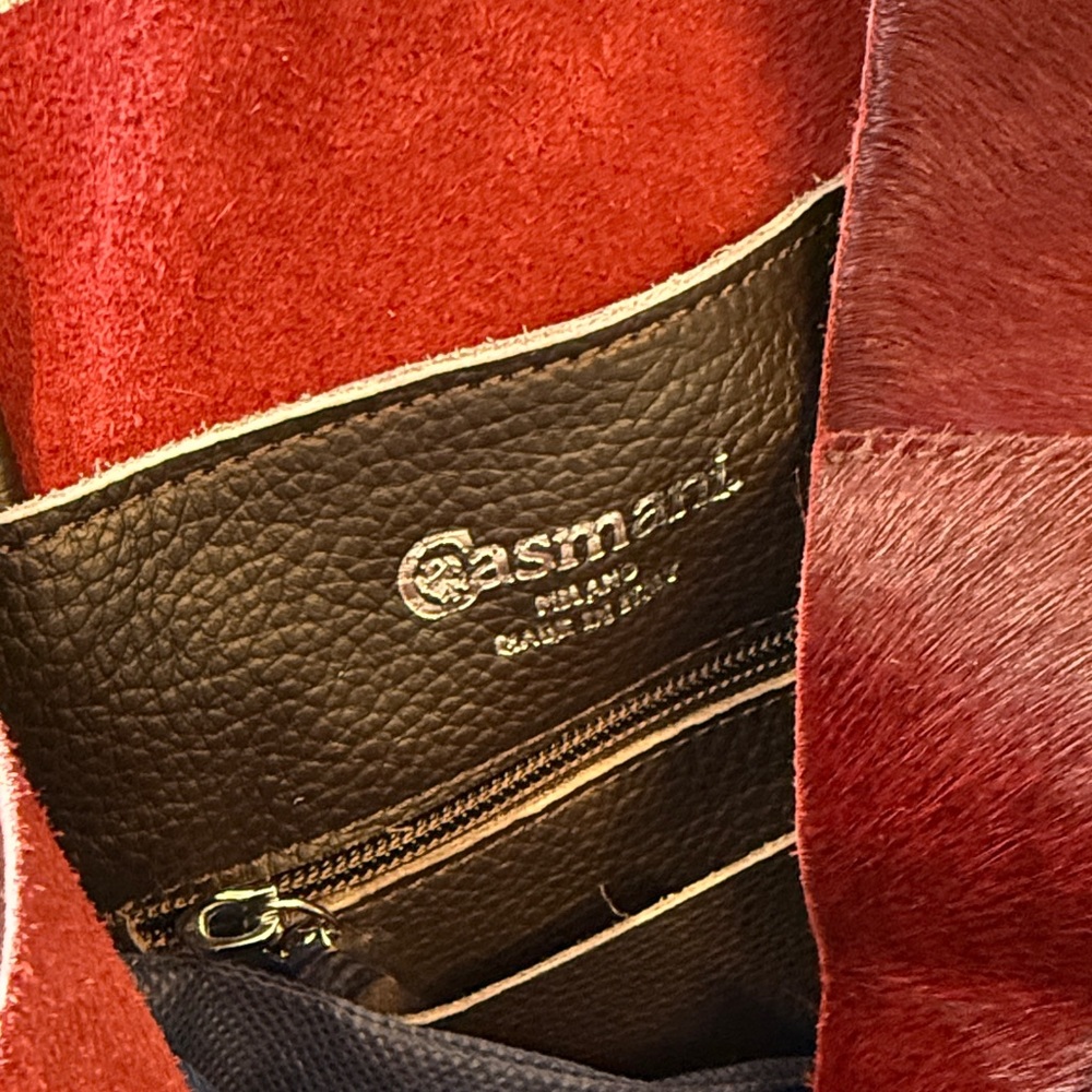 Burgundy Drawstring Backpack with Black Straps - … - image 2